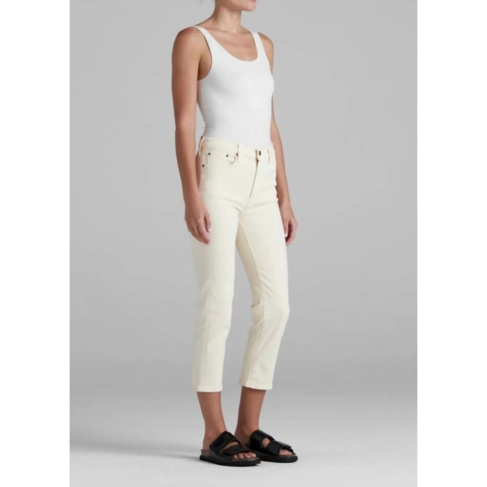 EDWIN BREE SLIM STRAIGHT CROP JEANS Women's Size‎ 34 VANILLA LIGHT YELLOW